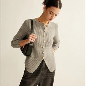 Commense Button Down Split Cardigan